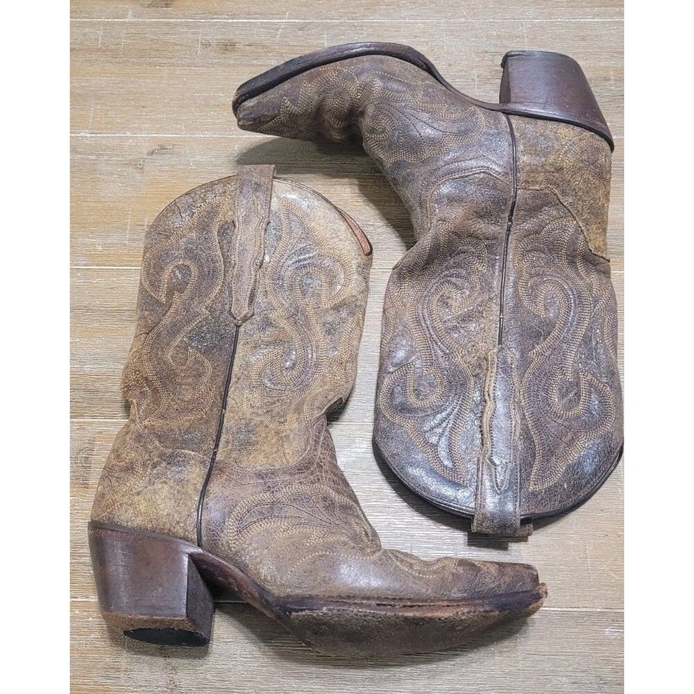 Dan Post Brown Leather Distressed El Paso Western Cowboy Boots 3247 Sz 6.5 Wmns